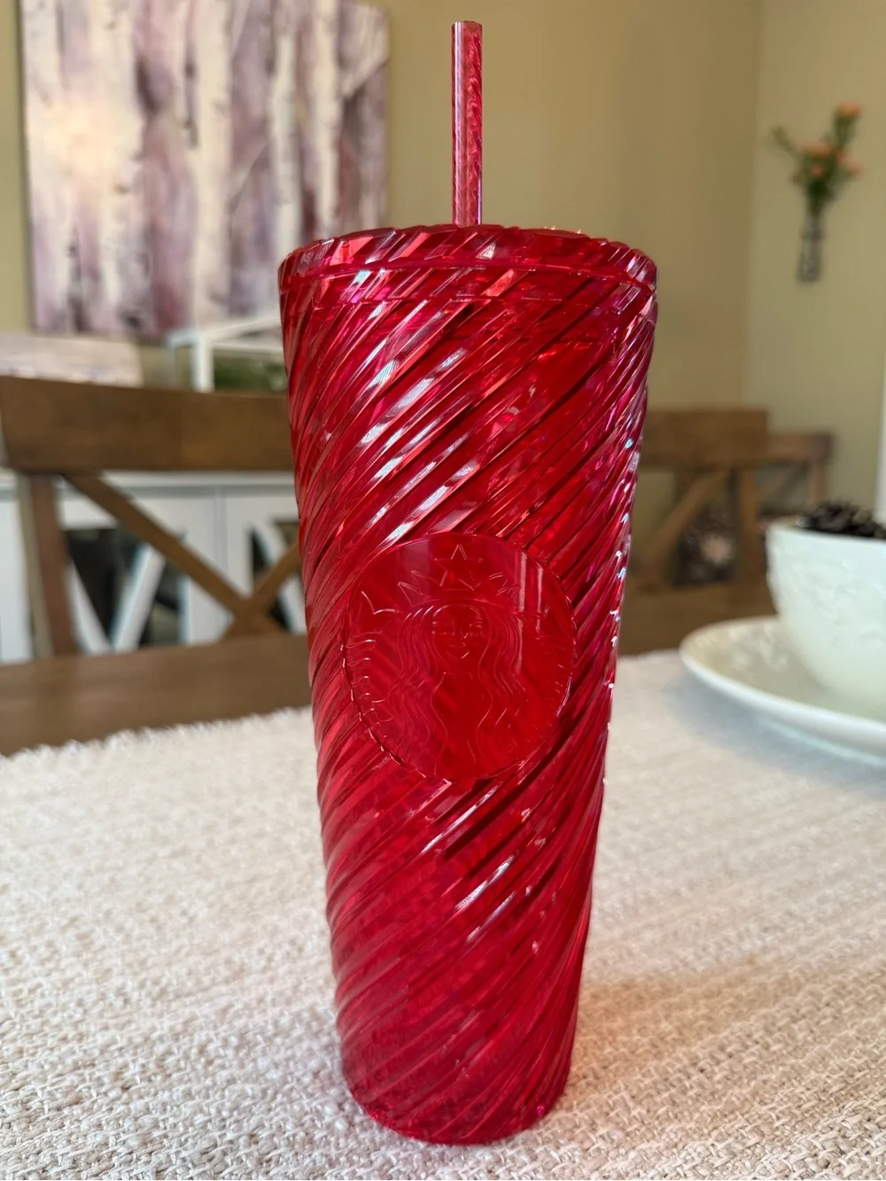 Starbucks 2024 Holiday Red Swirl Stripe Venti Tumbler (24 oz)